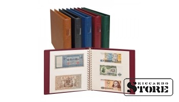 LINDNER banknotų albumas su baltais įklotais — mėlynas.