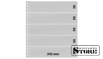 Permatomas lapas su 4 kišenėmis (240 × 65 mm) ir baltu įklotu.