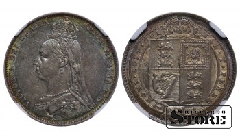 United Kingdom, 1 Shilling, 1890 year, Silver, NGC, AU 58
